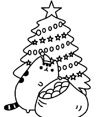 Kolorowanka Pushenn ubiera choinkę